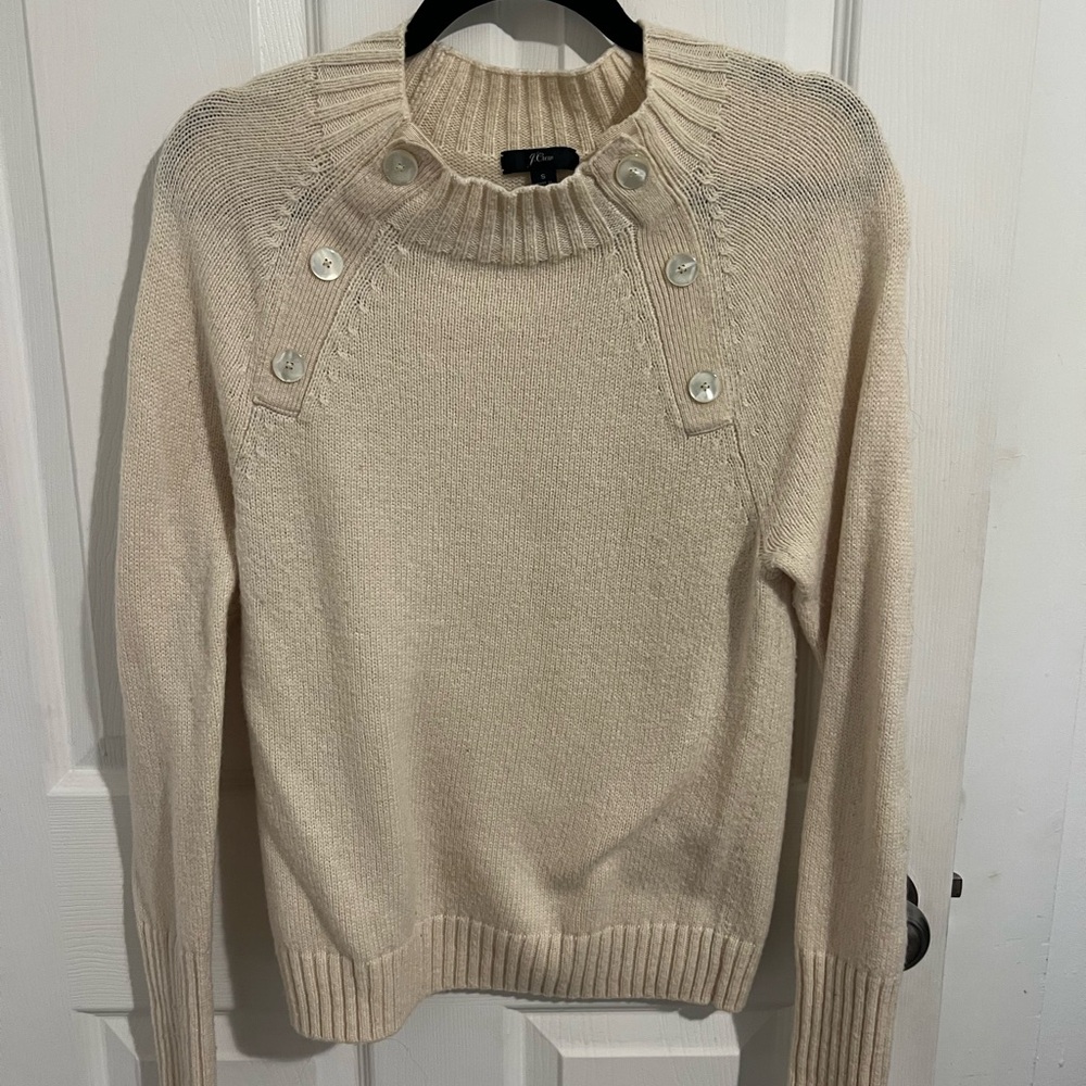 J.Crew Cream Sweater with Button Detail
